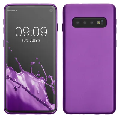 Produktbild von kwmobile Handyhülle für Samsung Galaxy S10 Hülle - Silikon Case metallisch schimmernd - Schutzhülle Cover - Metallic Violett