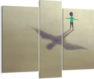 Produktbild von Bild auf Leinwand - Leinwandbild - 3 Teile - Kind Symbol Vogel - 95x80cm - Wand Bild - Wanddeko - Wandbilder - Leinwanddruck - Bilder - Wanddekoration - Leinwand bilder - Wandbild - CB95x80-4765