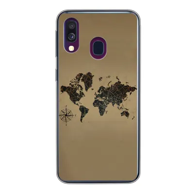 Produktbild von MuchoWow® Handyhülle Schutzhülle Hülle für Samsung Galaxy A40 Weltkarte - Design - Vintage Silikon Softcase Handy Hülle - Handy-Tasche