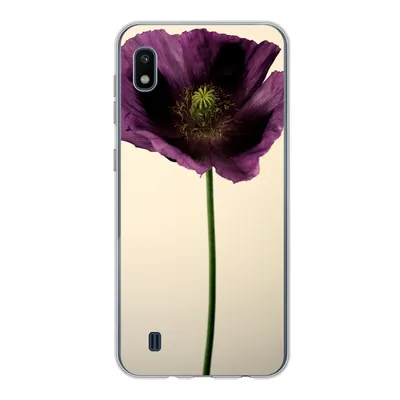 Produktbild von MuchoWow® Handyhülle Schutzhülle Hülle für Samsung Galaxy A10 Nahaufnahme eines violetten Mohns Silikon Softcase Handy Hülle - Schutzhülle