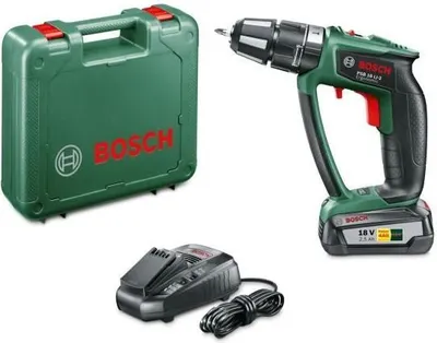 Zdjęcie produktu dla Bosch PSB 18 LI-2 Ergonomic, Wiertarka prosta, Zamek centralny, Czarny, Zielony, 1,3 cm, 1400 RPM, 3,8 cm
