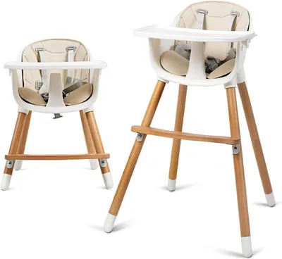 Produktbild von Kinderstuhl – Baby-Essstuhl – Sicheres Essen – 2-in-1 Design – Für Kinder von 6 bis 36 Monaten – Beige