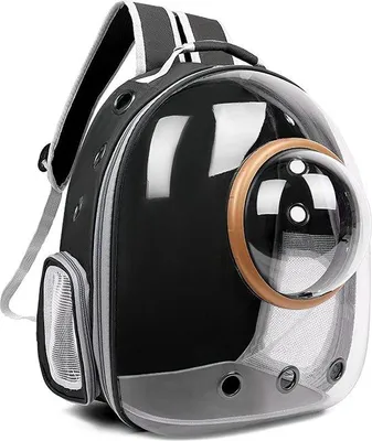 Produktbild von Famanu Katzenrucksack mit Ventilationskapsel für den Außenbereich - Schwarz mit transparenter Abdeckung