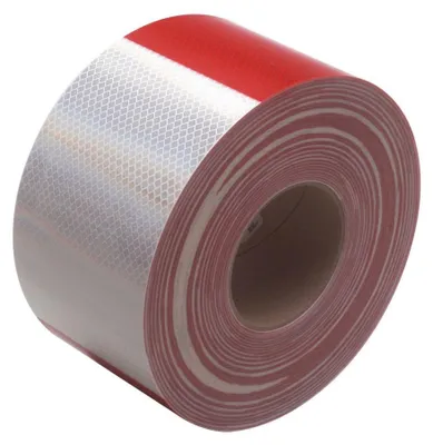 Obrázok produktu pre Svetloodrazová samolepiaca fóliová páska s vysokou fotometrickou účinnosťou, 5 m x 5 cm, červeno-biela