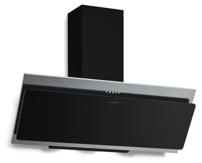 Produktbild von Klarstein Alessia Kopffreihaube - 90cm Abzugshaube, Edelstahl & Schwarzglas, 404 m³/h, A+++, LED-Beleuchtung, 3 Stufen & Boost, Umluft & Abluft, leise, dunstabzugshaube Küche