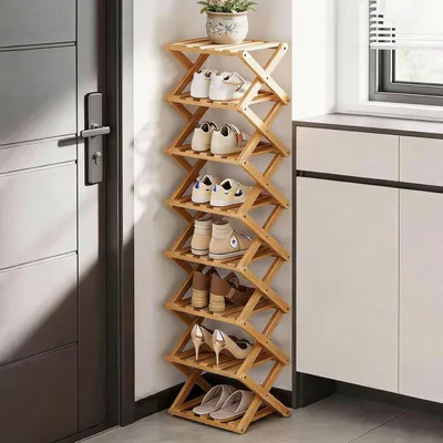 Produktbild von Vertikaler, schmaler Schuhregal – 8-stöckiges, tragbares und zusammenklappbares Schuhregal – Keine Installation erforderlich – Geeignet für Schlafzimmer und Wohnzimmer