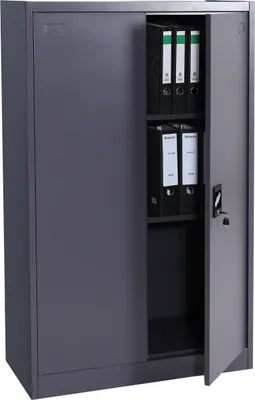 Immagine prodotto di Armadio per archiviazione HWC-H17, armadio in acciaio Armadio per ufficio Armadio, 2 porte con serratura in metallo ~ 140x90x40cm grigio scuro