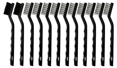 Produktbild von Drahtbürsten-Set 12-teilig: 10 Edelstahl-Drahtbürsten + 2 Nylonbürsten