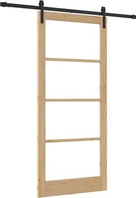 Image de vidaXL Porte coulissante ORKDAL Naturel et noir 93 x 211 cm