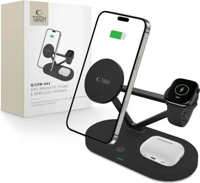Produktbild von Tech-Protect wireless charger A41 3in1 QI15W, black