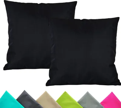 Produktbild von JACK 2er Set 40x40cm Outdoor Kissenhülle Kissenbezug Wasserfest Sitzkissen Lounge Kissen Garten Stuhl Lotus Effekt, Farbe:Schwarz