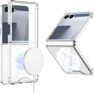 Immagine prodotto di Custodia trasparente antiurto per Samsung Galaxy Z Flip 7, compatibile con MagSafe e protezione dello schermo Trasparente