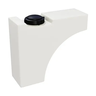 Produktbild von Radkastentank 55L Flachtank weiß – Universal schmaler Trinkwassertank mit 1/2" Anschlüssen für Camper, Wohnmobil & Van