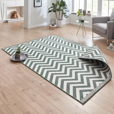 Produktbild von In- & Outdoor Wendeteppich Palma Grün Creme, Größe:160x230 cm