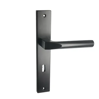 Produktbild von Domino Türgriff CONO BLACK 72 BB-Buntbart Drückergarnitur Langschild für Zimmertür, Bürotür, Kellertür, Innentür, L-Form, Aluminium Schwarz