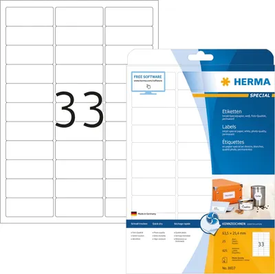 Produktbild von Inkjet-Etiketten weiß 63,5x25,4mm Special A4 VE=32x825 Stück