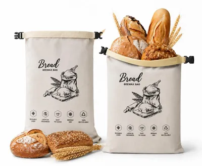 Produktbild von Bienenwachs Brotbeutel - Wiederverwendbare Brottasche für Sauerteigbrot