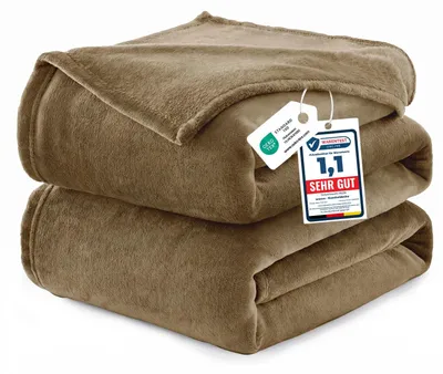 Produktbild von WAVVE Kuscheldecke 220x240 cm Camel Decke – Flauschige Fleecedecke, Große Warme Sofadecke & Wohndecke, Weicher Sofaüberwurf & Bettüberwurf für Couch und Bett