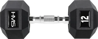 Imagen del producto de HMS Fitness HEX PRO 12, mancuerna hexagonal con peso fijo, color , acero inoxidable, acero, goma, 12 kg, 3,4 cm