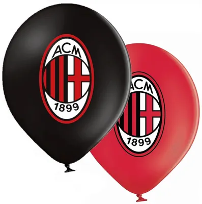 12 Latex-Luftballons AC Mailand, Schwarz, 30 cm