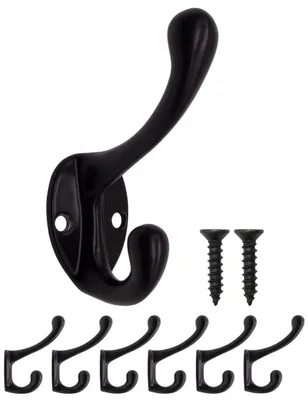 6er Set Garderobenhaken, Wandhaken, antik Vintage, schwarz