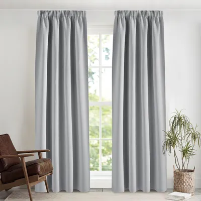 Produktbild von Verdunkelungsvorhänge mit Kräuselband für Schiene, 2er Set, 245 x 140 cm, silbergrau