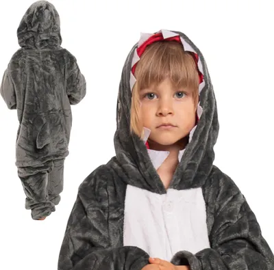 Obrázek produktu pro Nikcorp Oblek Pyžamo Dámské Dětské Onesie Žralok Šedá 105-115