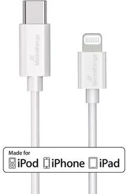 Produktbild von MediaRange Lade- u. Datenkabel USB-C auf Lightning  1m weiß