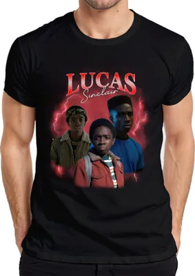 Obrázek produktu pro Lucas Sinclair Stranger Fan Gift Vintage 80. léta Retro 90. léta Bootleg pánské tričko, černá, S