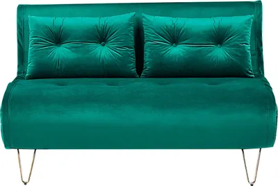Produktbild von BELIANI Schlafsofa 2-Sitzer Dunkelgrün Samtstoff Zierkissen Metallbeine in Gold verstellbare Rückenlehne Minimalistisch Glamourös Wohnzimmer