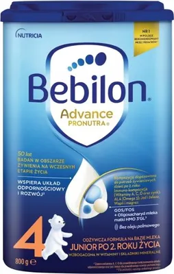 Zdjęcie produktu dla Mleko modyfikowane Bebilon Junior 4 dla dzieci po 2. roku życia 800 g