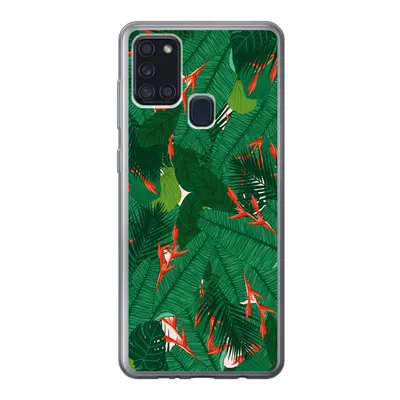 Produktbild von MuchoWow® Handyhülle Schutzhülle Hülle für Samsung Galaxy A21s Blumen - Blätter - Muster Silikon Softcase Handy Hülle - Hartschale