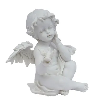 Produktbild von Engel Schutzengel Dekoengel mit Vogel Dekofigur Skulptur Grabschmuck Figur Deko