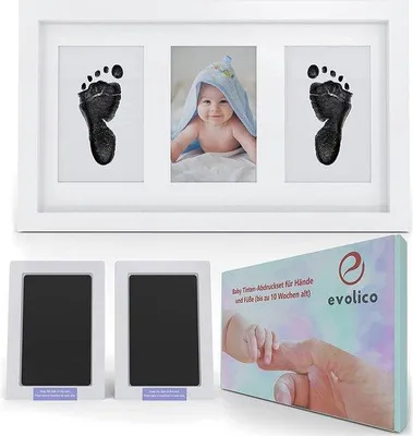 Produktbild von Baby-Geburtsbilderrahmen mit Tonabdruck Gipsabdruck für Baby - - Geburtspräsent für Jungen Geburtspräsent für Mädchen – Neugeborenes Baby – Geburtspräsent Abdruckset