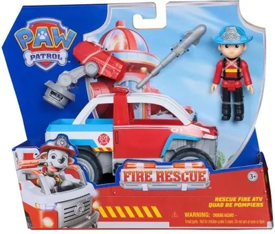 Image de Figurine Pat' Patrouille Ryder avec Véhicule Fire Rescue, Mission Pompiers, Inclut Figurine Pompier et Lance-Grappin, 3+ Ans