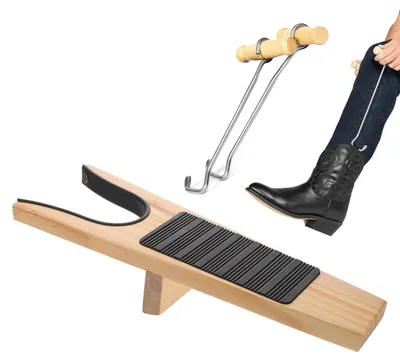 Imagen del producto de Omgoods - Elevador para botas de madera y 2 tiradores para botas - Uni