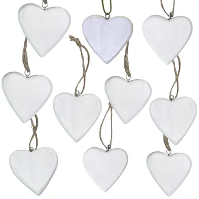 Imagen del producto de Colgadores de madera con forma de corazón, pintados de blanco, 10 unidades, de aproximadamente 4,5 x 5 cm, para decoración