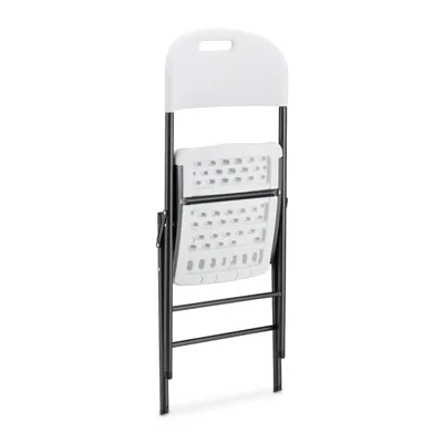Zdjęcie produktu dla Relaxdays – zestaw 2 składanych krzeseł ogrodowych na taras i balkon, nośność 150 kg, odporne na warunki atmosferyczne, składane, krzesła balkonowe, czarno-białe