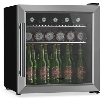 Getränkekühlschrank 47 L, Glastür, Schwarz, LED, leise