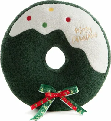 Image de EUROFIRANY | Coussin de Noël - Coussin décoratif de Noël - Rond 40 x 40 x 6 cm - Vert Blanc - Donut - Coussin - Xmas