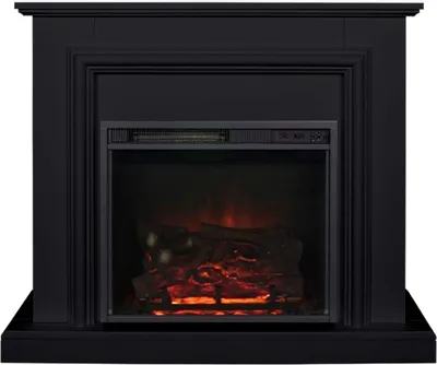 Produktbild von Casa Padrino Elektro Kamin Schwarz Antik Stil Barock Jugendstil 110 x 34 x H 95 cm - Elektrokamin - Wohnzimmer Kamin