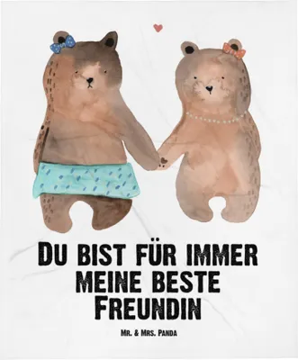 Produktbild von Mr. & Mrs. Panda Schlummerdecke Bär Freundin - Weiß - Geschenk, Babybettdecke, Fleecedecke, Beste Freund Liebe Liebesbeweis Verliebt Kumpel Kumpeliene, Babydecke, Plaid