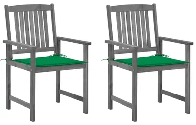 Produktbild von vidaXL Gartenstühle mit Kissen 2 Stk. Grau Massivholz Akazie