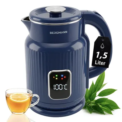Produktbild von Wasserkocher 1,5 L 1800 W Temperaturdisplay Blau ZHL006 | BERGMANN