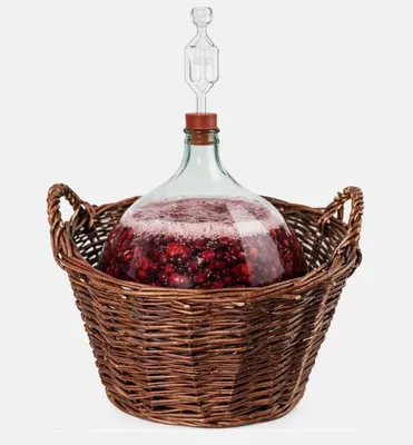 Produktbild von MIKONI Weinballon 15L mit WEIDENKORB +Gärröhrchen +3 Korken, Glasballon Gäreimer Gärballon