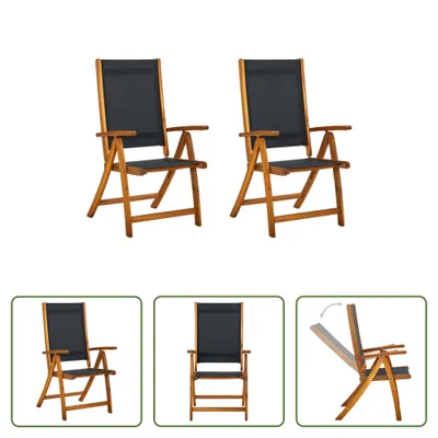 Produktbild von The Living Store Gartenstühle 2 Stk. Klappbar Massivholz Akazie und Textilene