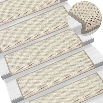 Obrázok produktu pre Samolepiace nášľapy na schody, sisalový vzhľad 15 ks 65x21x4 cm