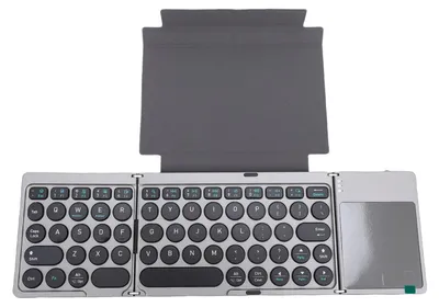 Obrázok produktu pre Skladateľná Bluetooth klávesnica – prenosná bezdrôtová klávesnica s puzdrom zPolyuretánkože a touchpadom pre tablety, notebooky a smartfóny; možnosť pripojenia až 3 zariadení