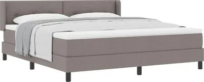 Zdjęcie produktu dla Łóżko sprężynowe Z zagłówkiem Ciemnoszary 200 x 180 cm tkanina