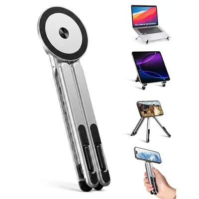 Produktbild von Laptopständer faltbar Aluminium,ergonomischer Notebook Ständer mit MagSafe Handyhalterung,höhenverstellbare Laptop Halterung für7-17Zoll Laptop Tablet